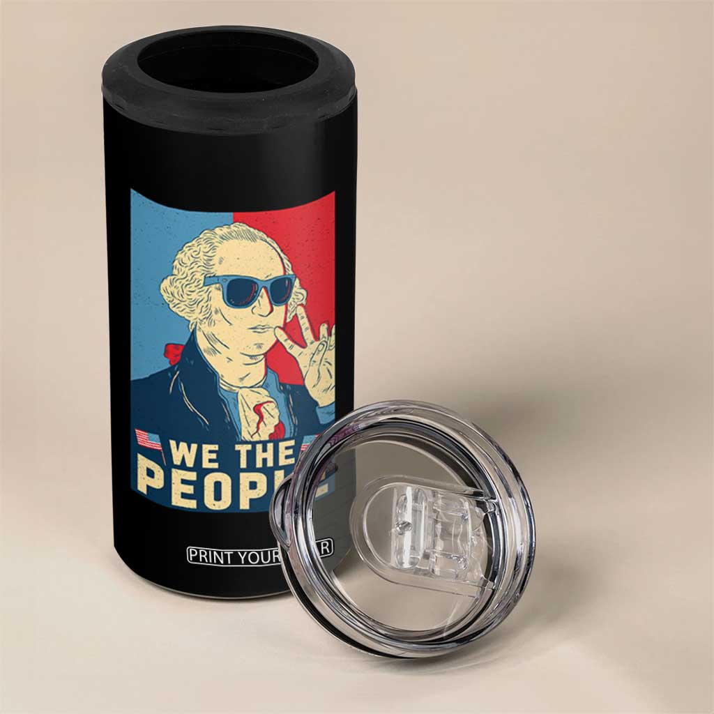 We the People Retro George Washington 4 in 1 Can Cooler Tumbler Patriotic American Founding Fathers Peace Sign TS02 Print Your Wear