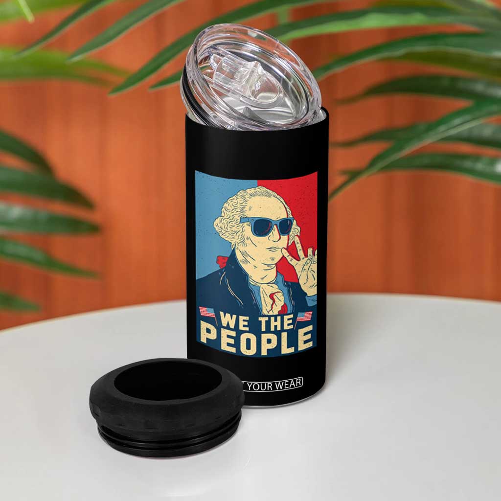 We the People Retro George Washington 4 in 1 Can Cooler Tumbler Patriotic American Founding Fathers Peace Sign TS02 Print Your Wear