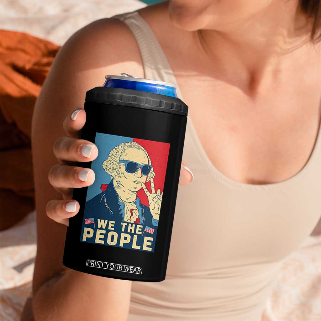 We the People Retro George Washington 4 in 1 Can Cooler Tumbler Patriotic American Founding Fathers Peace Sign TS02 Print Your Wear
