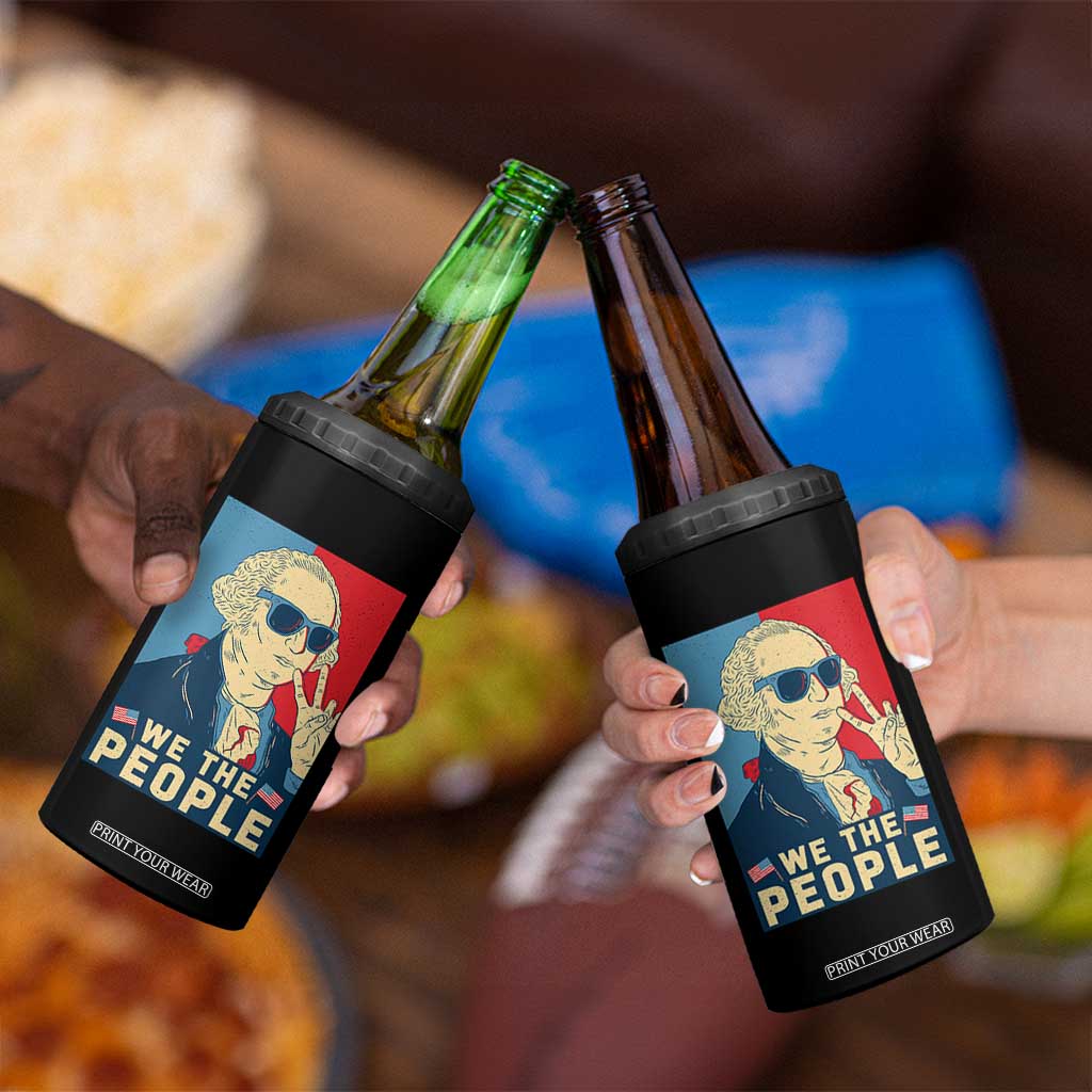 We the People Retro George Washington 4 in 1 Can Cooler Tumbler Patriotic American Founding Fathers Peace Sign TS02 Print Your Wear