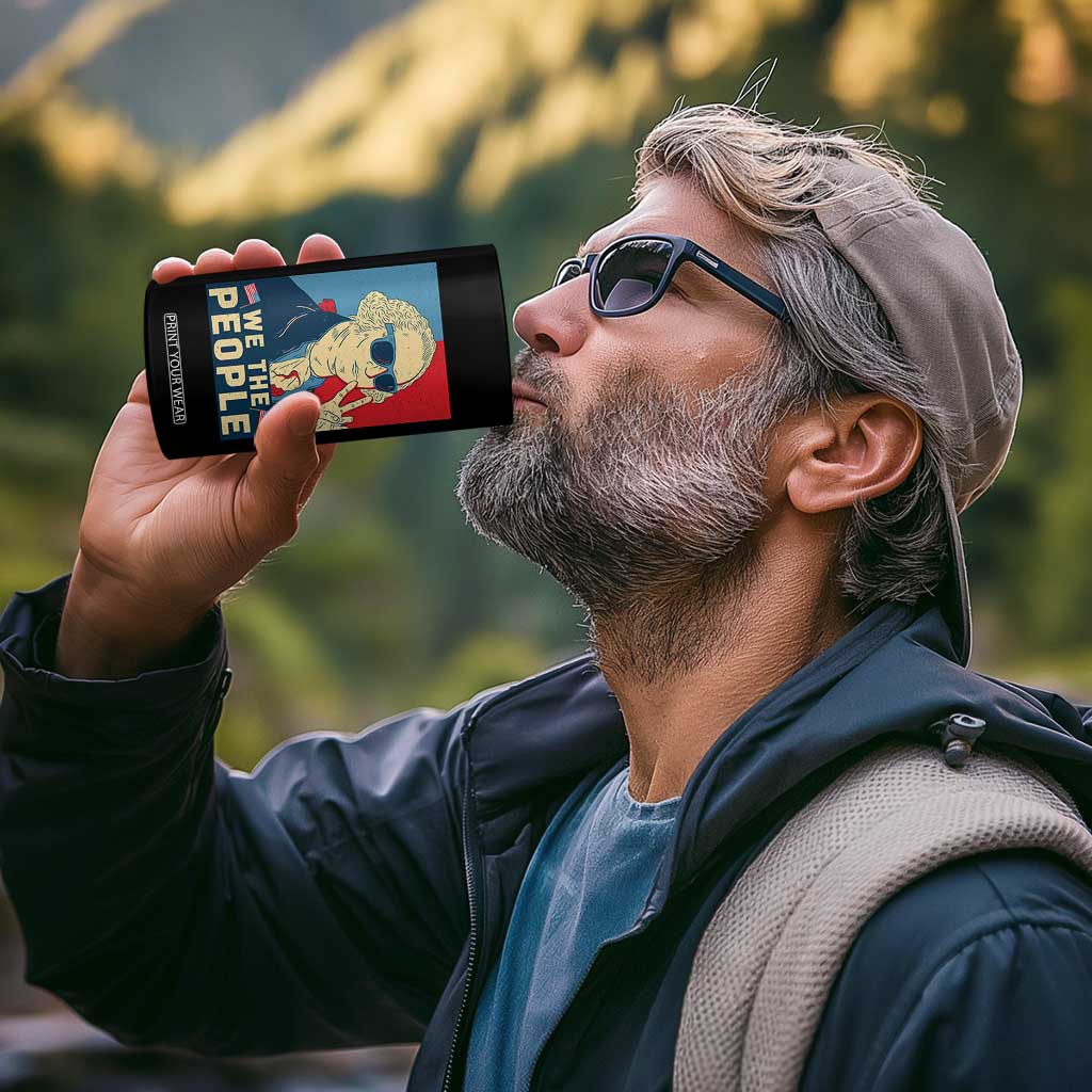 We the People Retro George Washington 4 in 1 Can Cooler Tumbler Patriotic American Founding Fathers Peace Sign TS02 Print Your Wear