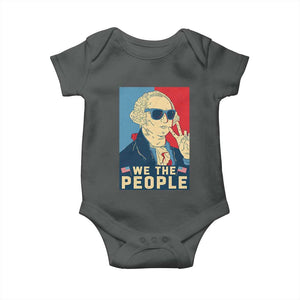 We the People Retro George Washington Baby Onesie Patriotic American Founding Fathers Peace Sign TS02 Dark Heather Print Your Wear