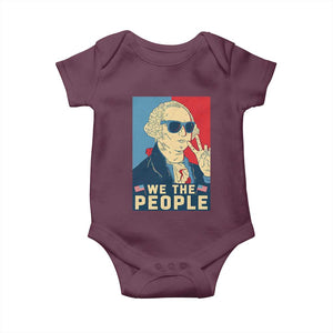 We the People Retro George Washington Baby Onesie Patriotic American Founding Fathers Peace Sign TS02 Maroon Print Your Wear