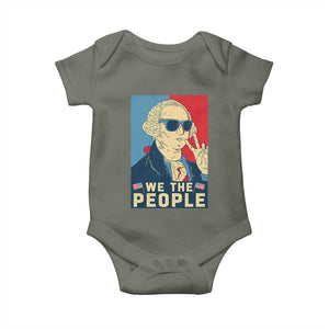 We the People Retro George Washington Baby Onesie Patriotic American Founding Fathers Peace Sign TS02 Military Green Print Your Wear