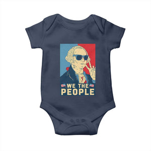 We the People Retro George Washington Baby Onesie Patriotic American Founding Fathers Peace Sign TS02 Navy Print Your Wear