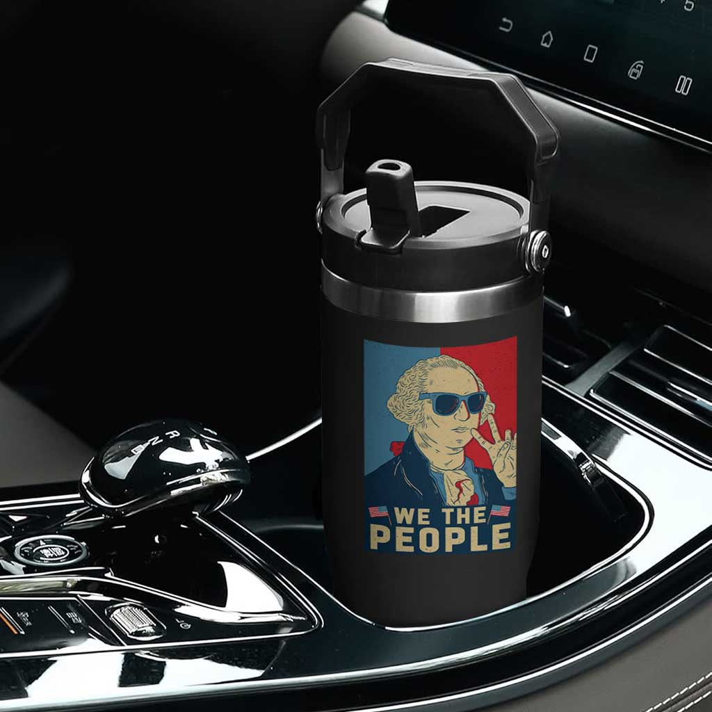 We the People Retro George Washington Flip Straw Tumbler Patriotic American Founding Fathers Peace Sign TS02 Print Your Wear