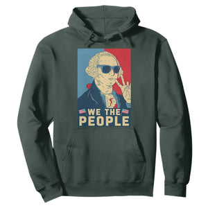 We the People Retro George Washington Hoodie Patriotic American Founding Fathers Peace Sign TS02 Dark Forest Green Print Your Wear