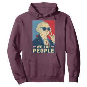 We the People Retro George Washington Hoodie Patriotic American Founding Fathers Peace Sign TS02 Maroon Print Your Wear