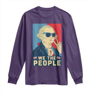 We the People Retro George Washington Long Sleeve Shirt Patriotic American Founding Fathers Peace Sign TS02 Purple Print Your Wear