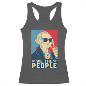 We the People Retro George Washington Racerback Tank Top Patriotic American Founding Fathers Peace Sign TS02 Dark Heather Print Your Wear