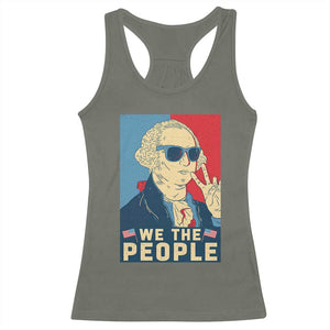 We the People Retro George Washington Racerback Tank Top Patriotic American Founding Fathers Peace Sign TS02 Military Green Print Your Wear