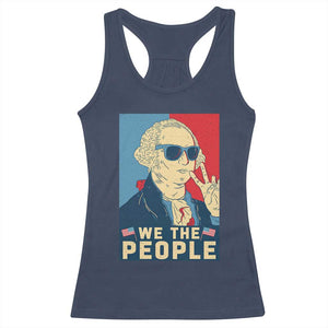 We the People Retro George Washington Racerback Tank Top Patriotic American Founding Fathers Peace Sign TS02 Navy Print Your Wear