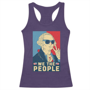 We the People Retro George Washington Racerback Tank Top Patriotic American Founding Fathers Peace Sign TS02 Purple Print Your Wear