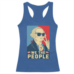 We the People Retro George Washington Racerback Tank Top Patriotic American Founding Fathers Peace Sign TS02 Royal Blue Print Your Wear