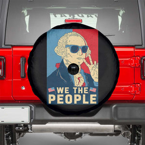 We the People Retro George Washington Spare Tire Cover Patriotic American Founding Fathers Peace Sign TS02 Black Print Your Wear