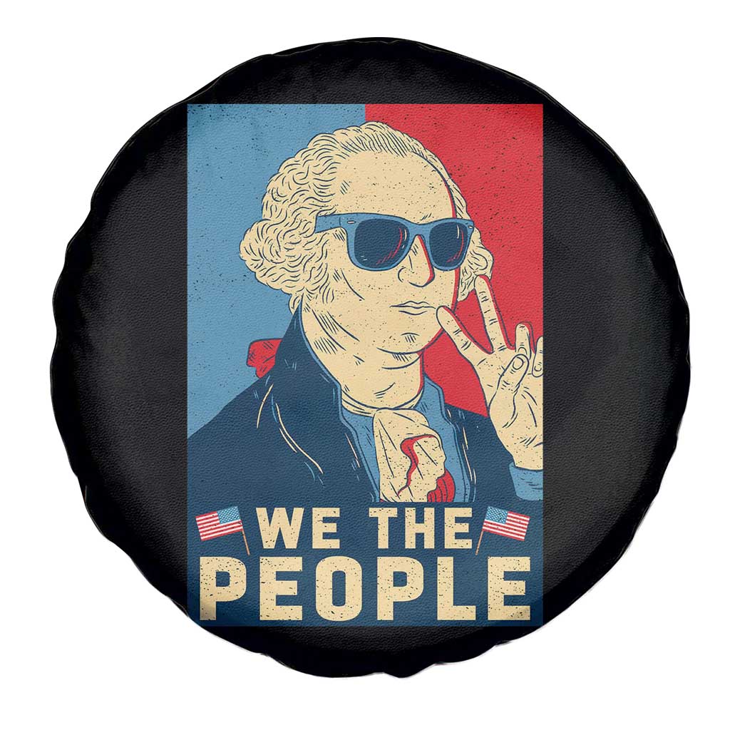 We the People Retro George Washington Spare Tire Cover Patriotic American Founding Fathers Peace Sign TS02 Print Your Wear