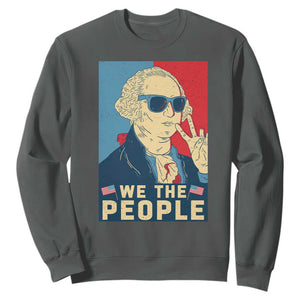 We the People Retro George Washington Sweatshirt Patriotic American Founding Fathers Peace Sign TS02 Dark Heather Print Your Wear