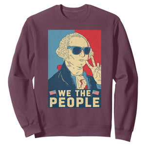 We the People Retro George Washington Sweatshirt Patriotic American Founding Fathers Peace Sign TS02 Maroon Print Your Wear
