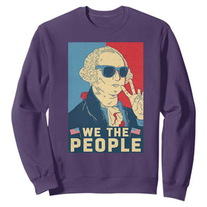 We the People Retro George Washington Sweatshirt Patriotic American Founding Fathers Peace Sign TS02 Purple Print Your Wear