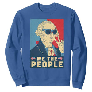 We the People Retro George Washington Sweatshirt Patriotic American Founding Fathers Peace Sign TS02 Royal Blue Print Your Wear