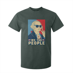 We the People Retro George Washington T Shirt For Kid Patriotic American Founding Fathers Peace Sign TS02 Dark Forest Green Print Your Wear