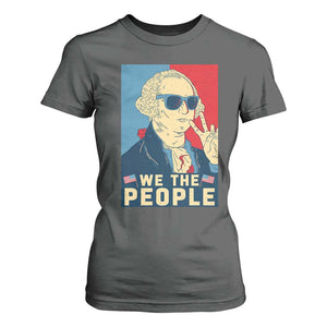 We the People Retro George Washington T Shirt For Women Patriotic American Founding Fathers Peace Sign TS02 Dark Heather Print Your Wear