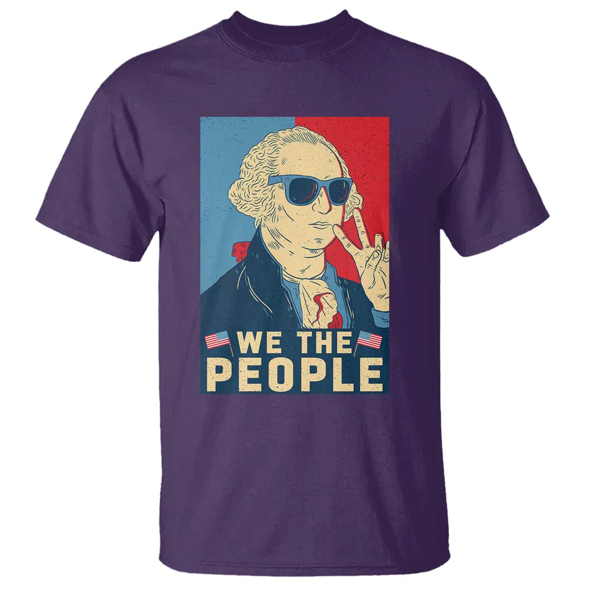 We the People Retro George Washington T Shirt Patriotic American Founding Fathers Peace Sign TS02 Purple Print Your Wear