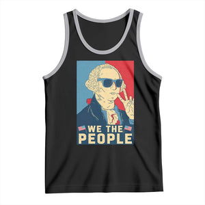 We the People Retro George Washington Tank Top Patriotic American Founding Fathers Peace Sign TS02 Black Athletic Heather Print Your Wear
