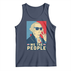 We the People Retro George Washington Tank Top Patriotic American Founding Fathers Peace Sign TS02 Navy Print Your Wear