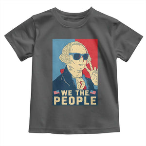 We the People Retro George Washington Toddler T Shirt Patriotic American Founding Fathers Peace Sign TS02 Dark Heather Print Your Wear