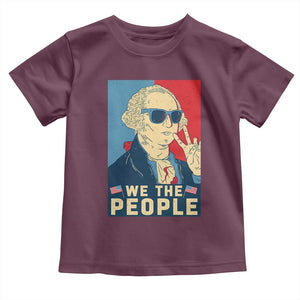We the People Retro George Washington Toddler T Shirt Patriotic American Founding Fathers Peace Sign TS02 Maroon Print Your Wear