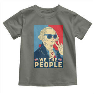 We the People Retro George Washington Toddler T Shirt Patriotic American Founding Fathers Peace Sign TS02 Military Green Print Your Wear