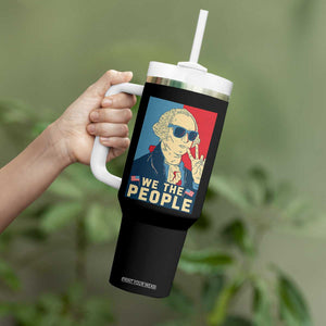 We the People Retro George Washington Tumbler With Handle Patriotic American Founding Fathers Peace Sign TS02 Print Your Wear