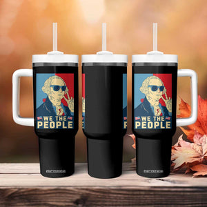 We the People Retro George Washington Tumbler With Handle Patriotic American Founding Fathers Peace Sign TS02 Print Your Wear