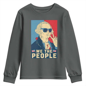 We the People Retro George Washington Youth Sweatshirt Patriotic American Founding Fathers Peace Sign TS02 Dark Heather Print Your Wear