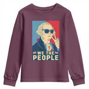 We the People Retro George Washington Youth Sweatshirt Patriotic American Founding Fathers Peace Sign TS02 Maroon Print Your Wear