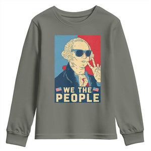 We the People Retro George Washington Youth Sweatshirt Patriotic American Founding Fathers Peace Sign TS02 Military Green Print Your Wear