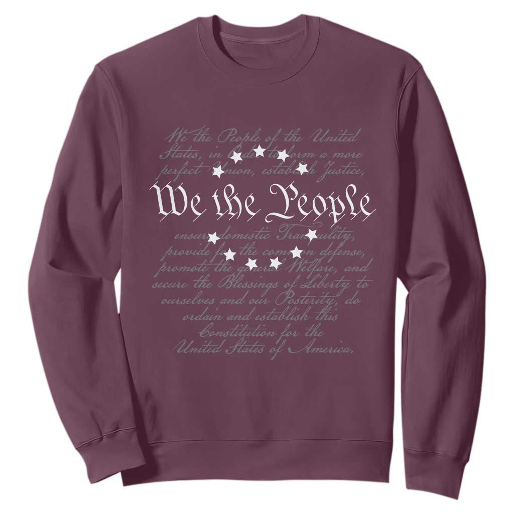 We the People Sweatshirt US Constitution Preamble 4th Of July Patriotic Stars TS02 Maroon Print Your Wear
