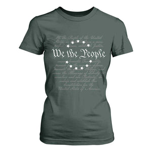 We the People T Shirt For Women US Constitution Preamble 4th Of July Patriotic Stars TS02 Dark Forest Green Print Your Wear