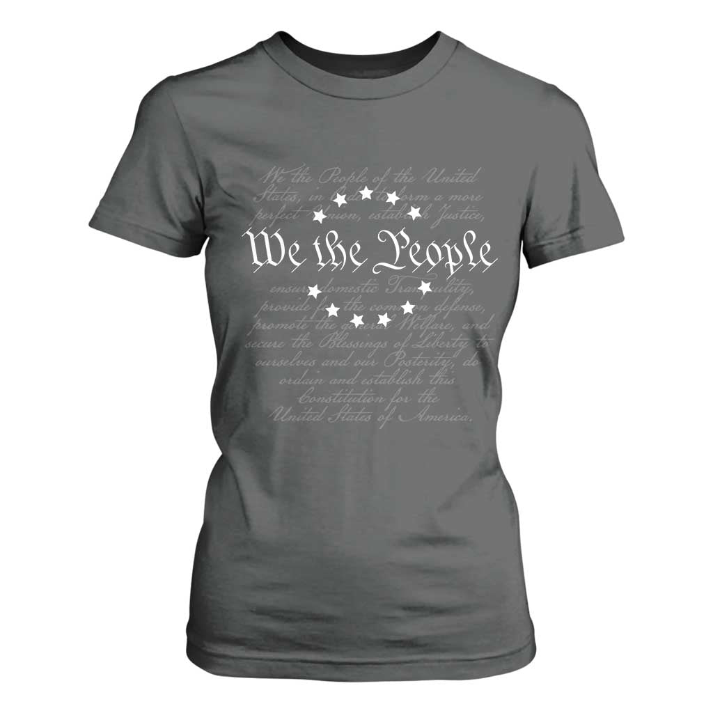 We the People T Shirt For Women US Constitution Preamble 4th Of July Patriotic Stars TS02 Dark Heather Print Your Wear
