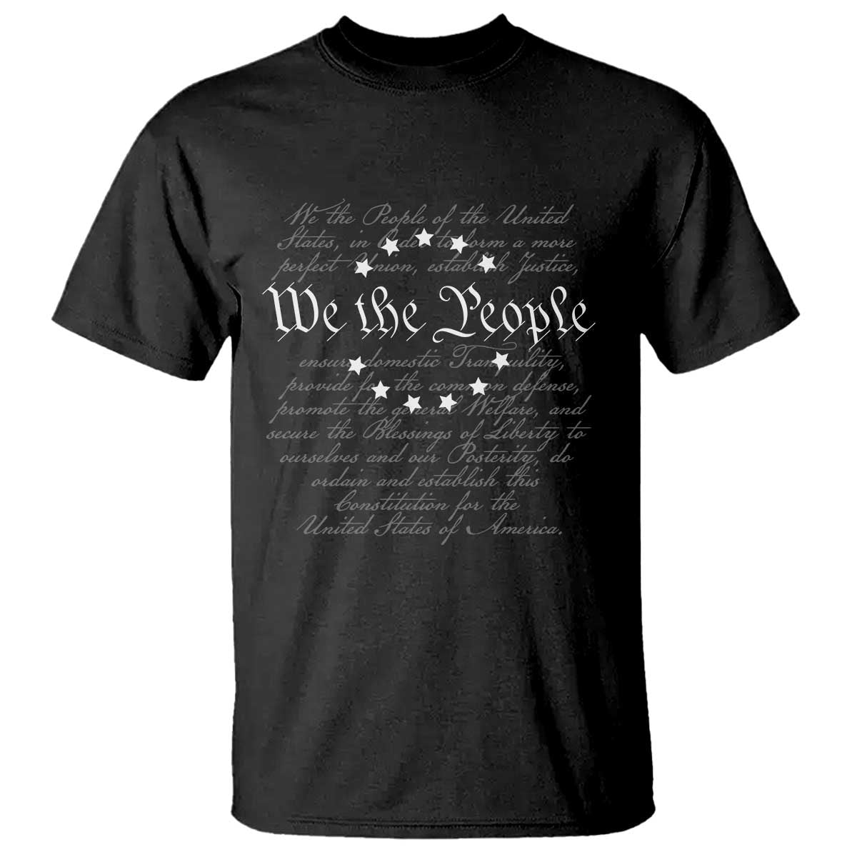 We the People T Shirt US Constitution Preamble 4th Of July Patriotic Stars TS02 Black Print Your Wear