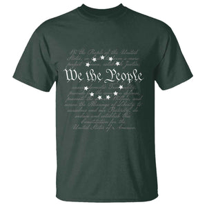 We the People T Shirt US Constitution Preamble 4th Of July Patriotic Stars TS02 Dark Forest Green Print Your Wear