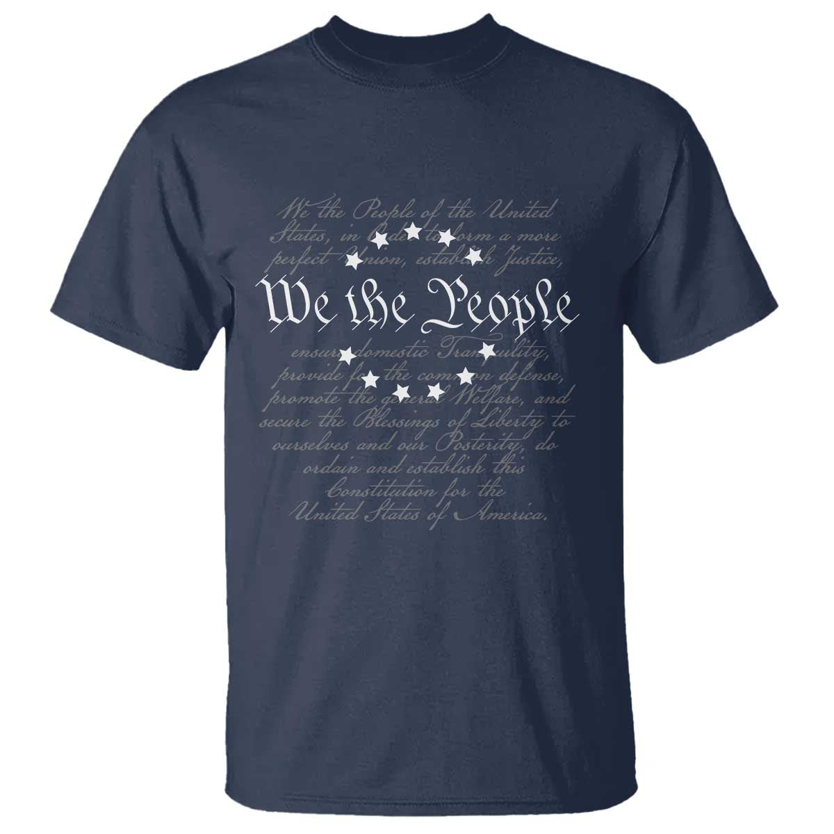 We the People T Shirt US Constitution Preamble 4th Of July Patriotic Stars TS02 Navy Print Your Wear