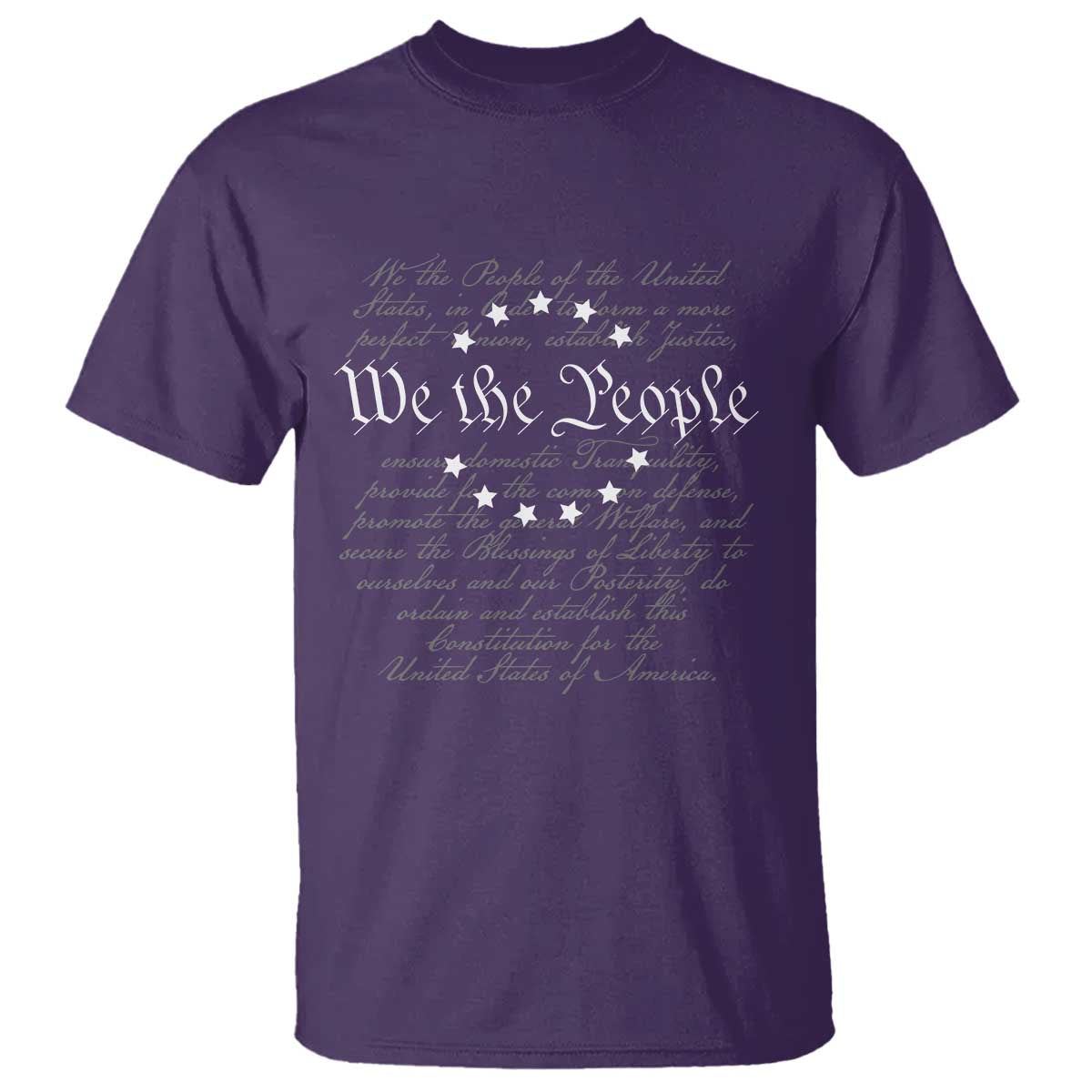 We the People T Shirt US Constitution Preamble 4th Of July Patriotic Stars TS02 Purple Print Your Wear