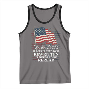 We the People US Flag Tank Top It Needs To Be Reread US Constitution TS02 Deep Heather Black Print Your Wear