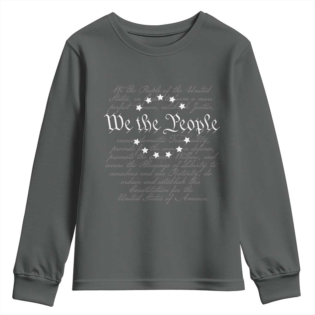 We the People Youth Sweatshirt US Constitution Preamble 4th Of July Patriotic Stars TS02 Dark Heather Print Your Wear