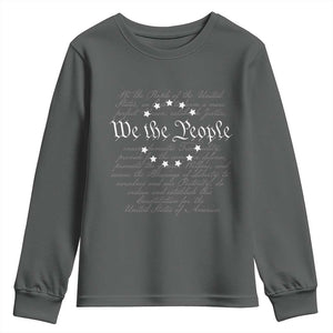 We the People Youth Sweatshirt US Constitution Preamble 4th Of July Patriotic Stars TS02 Dark Heather Print Your Wear