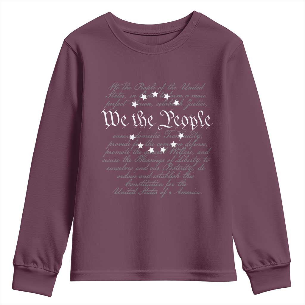 We the People Youth Sweatshirt US Constitution Preamble 4th Of July Patriotic Stars TS02 Maroon Print Your Wear