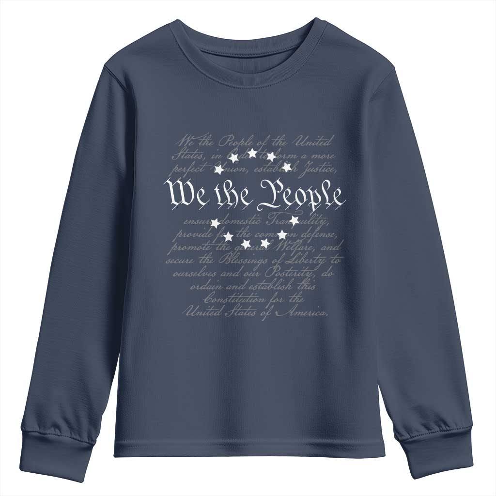 We the People Youth Sweatshirt US Constitution Preamble 4th Of July Patriotic Stars TS02 Navy Print Your Wear