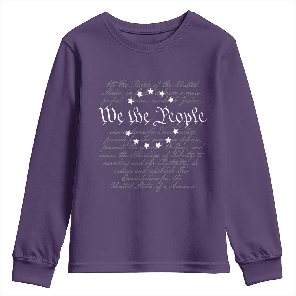 We the People Youth Sweatshirt US Constitution Preamble 4th Of July Patriotic Stars TS02 Purple Print Your Wear